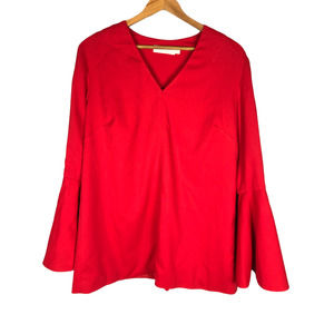 KAELEN Red Virgin Wool V-Neck Tunic Top       Size:  S